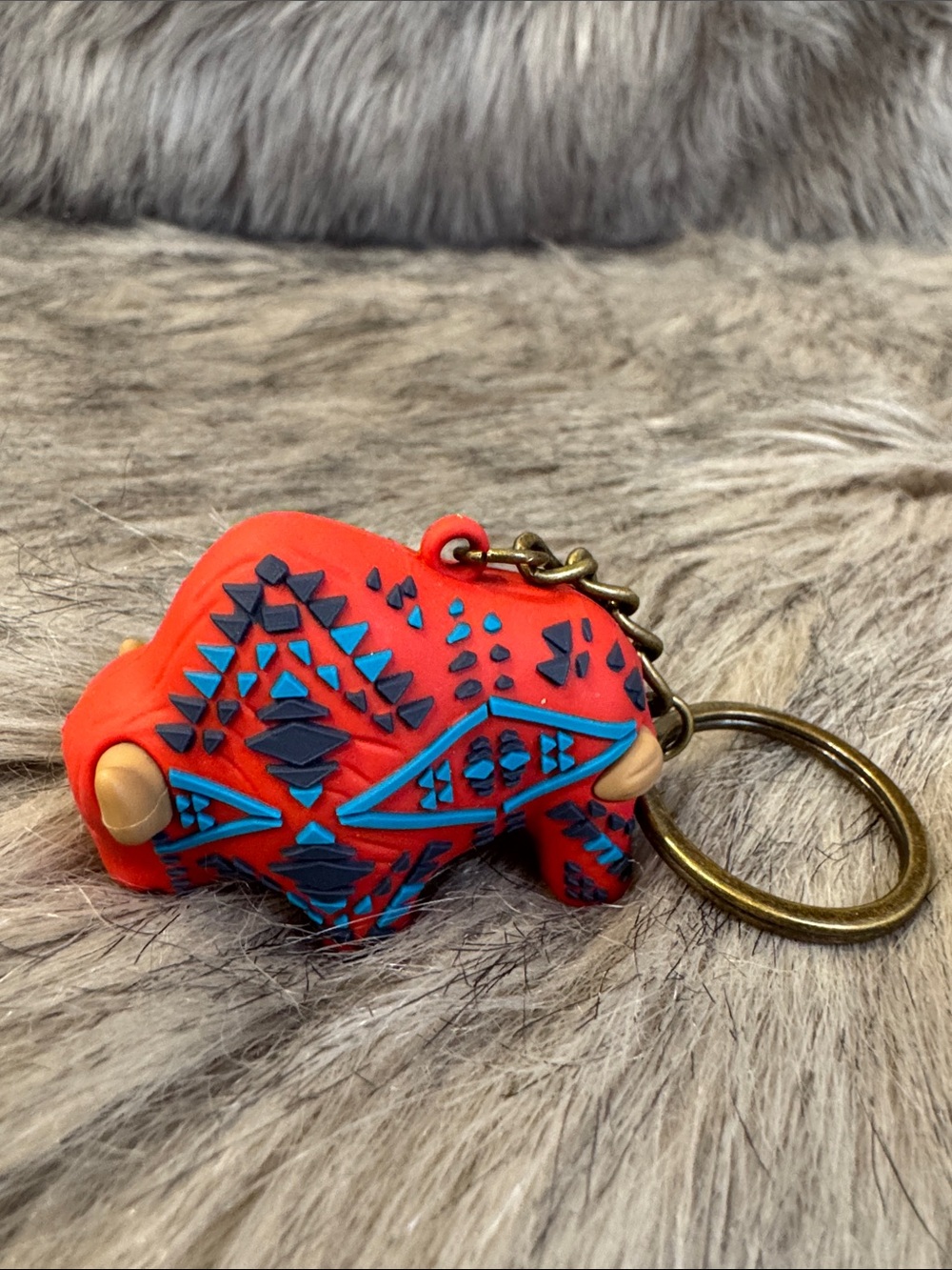 Pendleton Red Tribal Buffalo Keyring Charm Key Holder